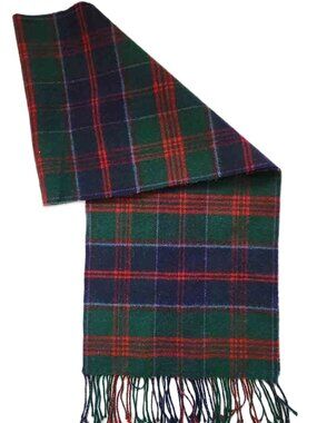 Clans of Scotland Pure Wool Scarf Red Blue Green Plaid Men's
